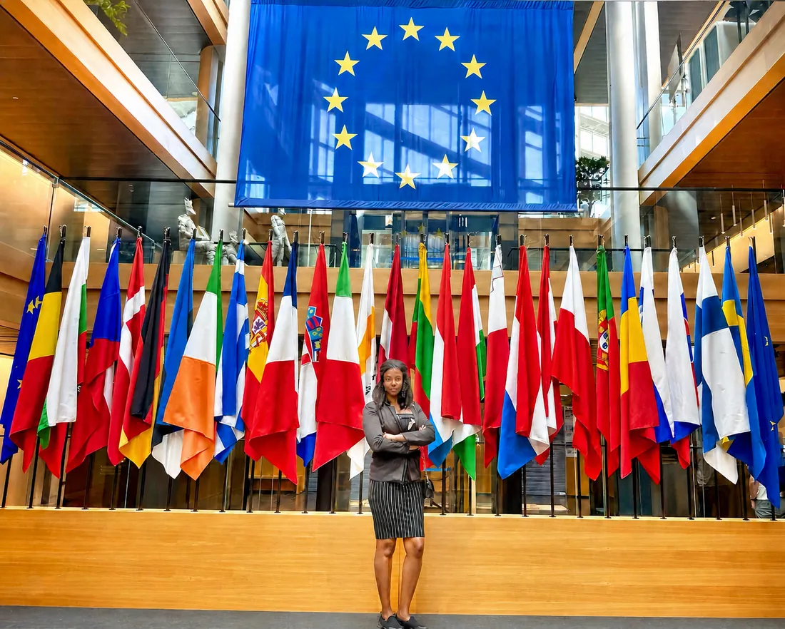 Tamires Ferreira durante una visita privada al Parlamento Europeo